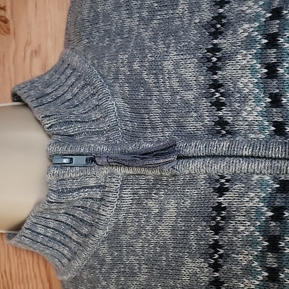 Vintage Tiara Int'l Zip-up Knit Sweater, Blues, Cream & Tan Size Medium EUC! - Picture 4 of 10